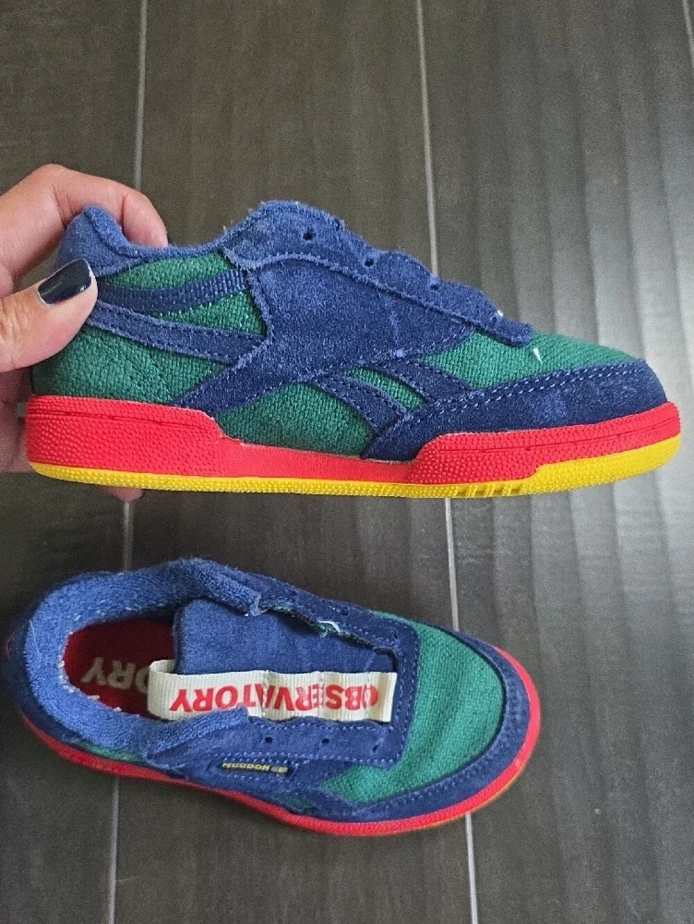 Kids Navy & Green Low-Top Sneakers